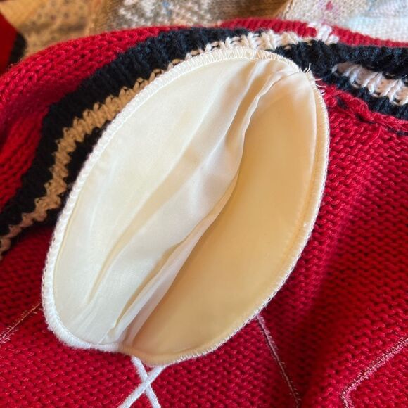 Vintage PBJ Sport 90s 80s Red Blue White Golf Prep Novelty Cardigan Sweater Sz M - Picture 8 of 16